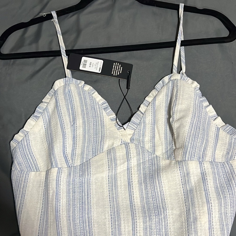 Fashion Nova Blue and White Striped Top